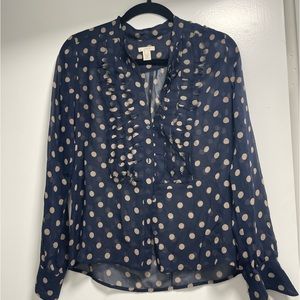 J. Crew size 2 Navy polkadot blouse